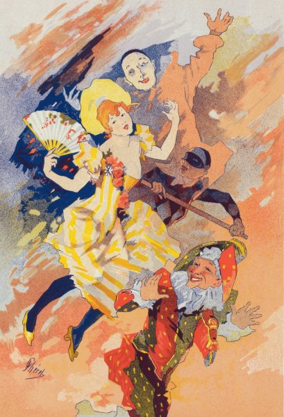 La Pantomime  by Jules Cheret - Hand-Painted Oil Painting Reproduction