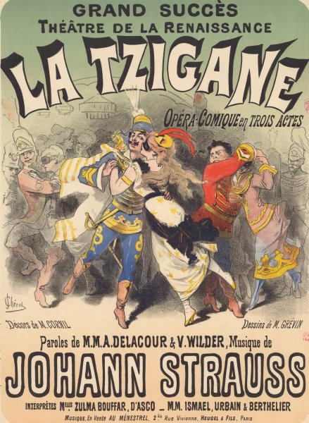 La Tzigane  by Jules Cheret - Hand-Painted Oil Painting Reproduction