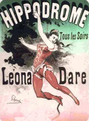 Leona Dare Hippodrome by Jules Cheret - Oil Painting Reproduction