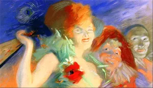 Masquerade by Jules Cheret Oil Painting