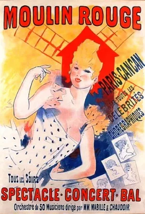 Moulin Rouge - Paris Cancan by Jules Cheret Oil Painting