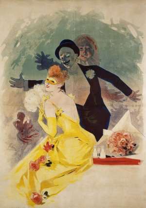 Opera, Carnaval 1892, 1er Bal Masque by Jules Cheret Oil Painting