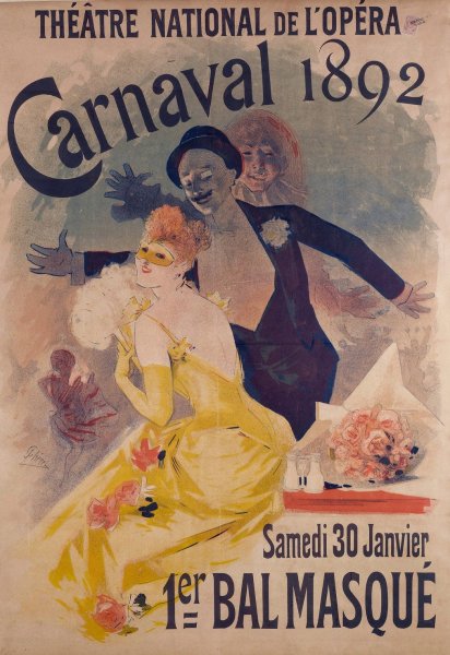 Theatre National De L'opera Carnaval 1892  by Jules Cheret - Hand-Painted Oil Painting Reproduction