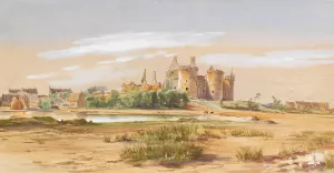 Chateau de Suscinio, Morbihan Oil painting by Gustave Joseph Noel