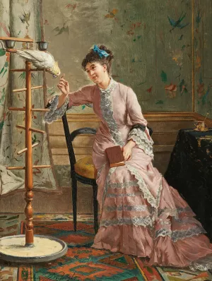 A Cockatoo Oil painting by Gustave Leonard De Jonghe
