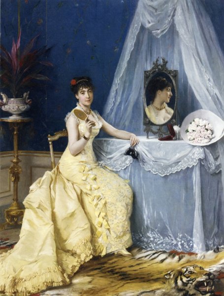 A La Toilette by Gustave-Leonard De Jonghe - Hand-Painted Oil Painting Reproduction