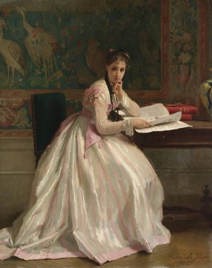 A Moment Of Distraction by Gustave Leonard De Jonghe Oil Painting