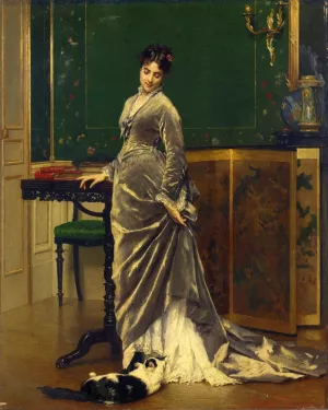 A Playful Moment by Gustave-Leonard De Jonghe Oil Painting