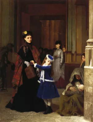 Kind Heart by Gustave-Leonard De Jonghe - Oil Painting Reproduction