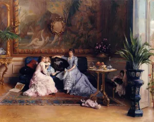 The Afternoon Visit by Gustave-Leonard De Jonghe - Oil Painting Reproduction