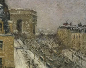 Arc de Triomphe in the Snow by Gustave Loiseau - Oil Painting Reproduction