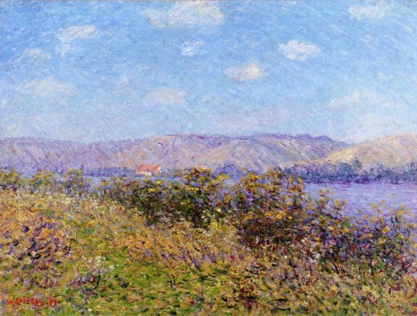 Banks of the Seine in Summer, Tournedos-sur-Seine by Gustave Loiseau - Hand-Painted Oil Painting Reproduction