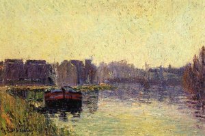 Barges on the Oise Oil painting by Gustave Loiseau