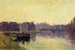 Barges on the Oise by Gustave Loiseau - Oil Painting Reproduction