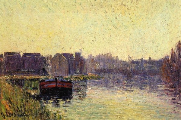Barges on the Oise by Gustave Loiseau - Hand-Painted Oil Painting Reproduction