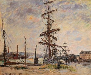 Bateaux a Quai Au Havre by Gustave Loiseau Oil Painting