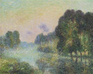 By the Eure River - Fog Effect Oil painting by Gustave Loiseau