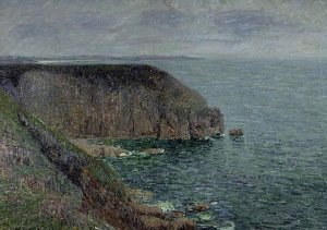 Cliffs in Gray weather Oil painting by Gustave Loiseau