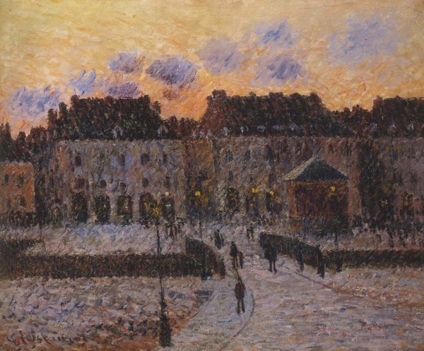 Fish market at the Port of Dieppe by Gustave Loiseau - Hand-Painted Oil Painting Reproduction