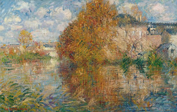 La Maison Cauchois, Bords De L'eure, Automne  by Gustave Loiseau - Hand-Painted Oil Painting Reproduction