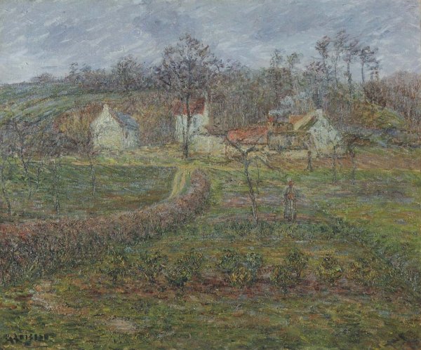 Landscape in a Valley by Gustave Loiseau - Hand-Painted Oil Painting Reproduction