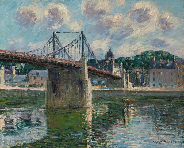 Le Pont Suspendu D'elbeuf  by Gustave Loiseau - Hand-Painted Oil Painting Reproduction