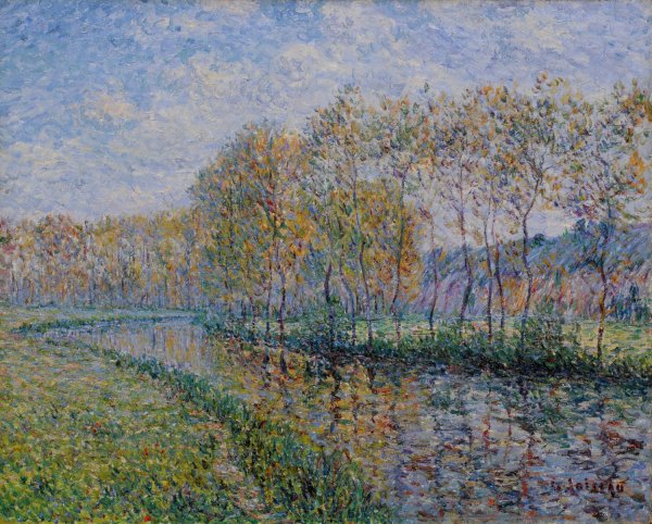 Les Rives de l'Eure le matin, Saint Cyr du Vaudreuil  by Gustave Loiseau - Hand-Painted Oil Painting Reproduction