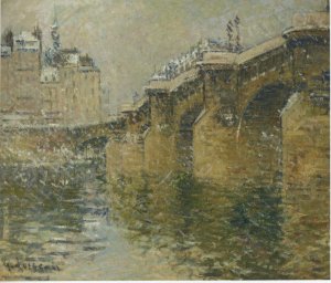 Pont Neuf in the Snow by Gustave Loiseau Oil Painting
