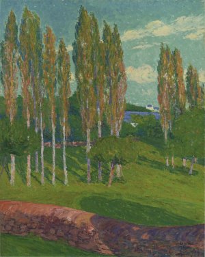 Poplars in Spring Oil painting by Gustave Loiseau