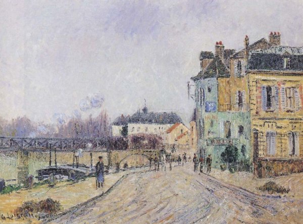 Quay on Oise in Pontoise by Gustave Loiseau - Hand-Painted Oil Painting Reproduction