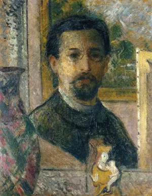 Self Portrait with Statuette by Gustave Loiseau Oil Painting