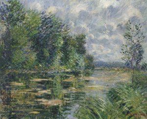 Small Arm of the Seine Near Connelle Oil painting by Gustave Loiseau