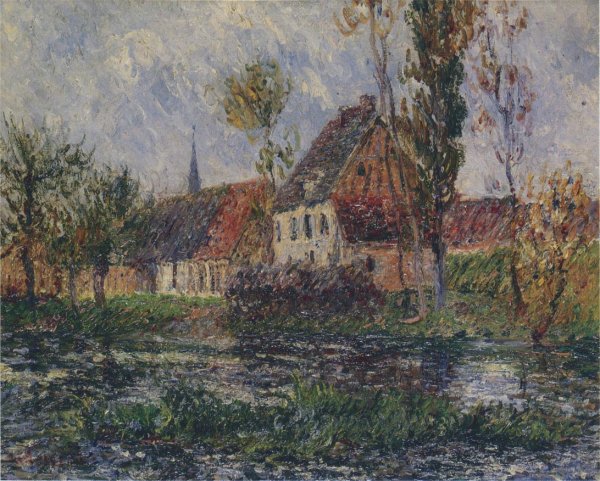 Small Farm by the Eure River by Gustave Loiseau - Hand-Painted Oil Painting Reproduction