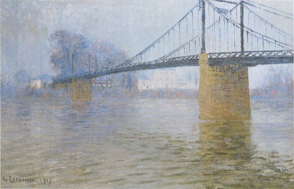 Suspended Bridge at Triel by Gustave Loiseau - Hand-Painted Oil Painting Reproduction