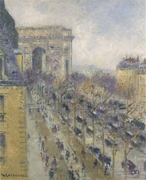 The Arc de Triomphe - Friedland Avenue Oil painting by Gustave Loiseau