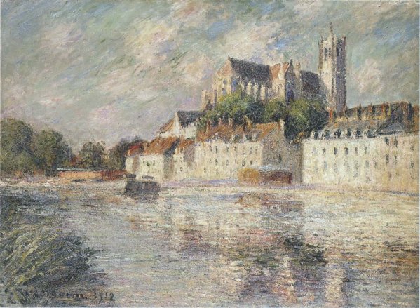 The Auxerre Cathedral by Gustave Loiseau - Hand-Painted Oil Painting Reproduction