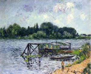 The Laundry Boat on the Seine at Herblay by Gustave Loiseau Oil Painting