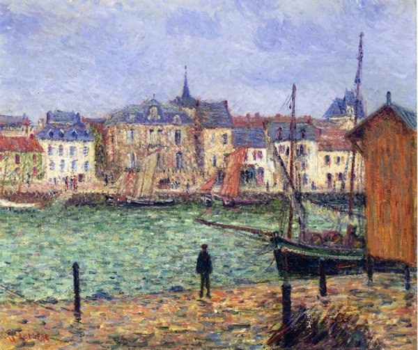 The Port of Pornic, High Tide by Gustave Loiseau - Hand-Painted Oil Painting Reproduction