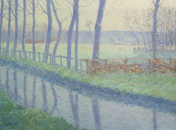 Trees by the River by Gustave Loiseau - Hand-Painted Oil Painting Reproduction
