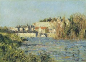 Village in Sun on the River by Gustave Loiseau Oil Painting