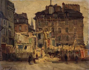 Demolition de la rue de l'Hotel-de-Ville, angle de la rue des Nonnains-d'Hyeres by Gustave Madelain Oil Painting