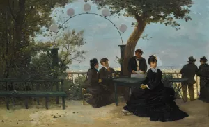Le gouter sur la terrace by Gustave Maincent Oil Painting