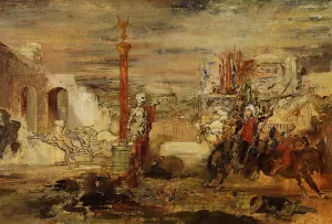 Death Offers the Crown to the Tornament Vircor by Gustave Moreau - Oil Painting Reproduction