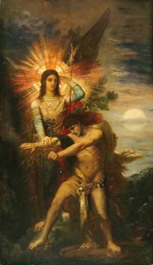 Jacob And The Angel by Gustave Moreau Oil Painting