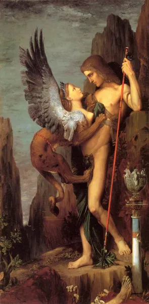 Oedipus and the Sphinx painting by Gustave Moreau