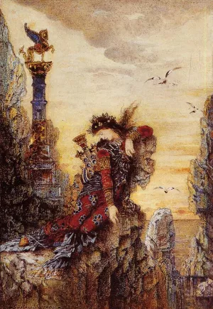 Sappho on the Rocks by Gustave Moreau - Oil Painting Reproduction