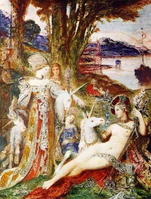 Unicorns Oil painting by Gustave Moreau