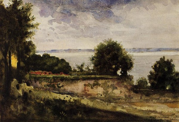 Main Product Photo of View of the Garden of Madame Aupick, Mother of Baudelaire Painting by Gustave Moreau