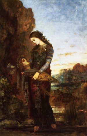Young Thracian Woman Carrying the Head of Orpheus Oil painting by Gustave Moreau