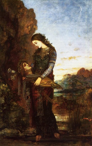 Main Product Photo of Young Thracian Woman Carrying the Head of Orpheus Painting by Gustave Moreau
